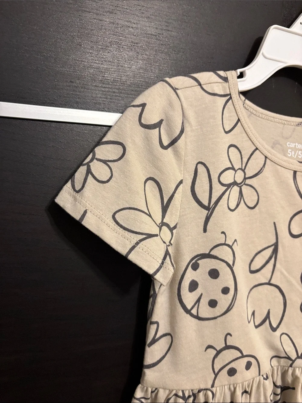 Carter's Toddler Girl's Floral Butterfly Short Sleeve Dress in Tan